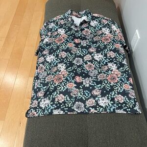 Bad Birdie Grey and Green Floral Print Golf Shirt